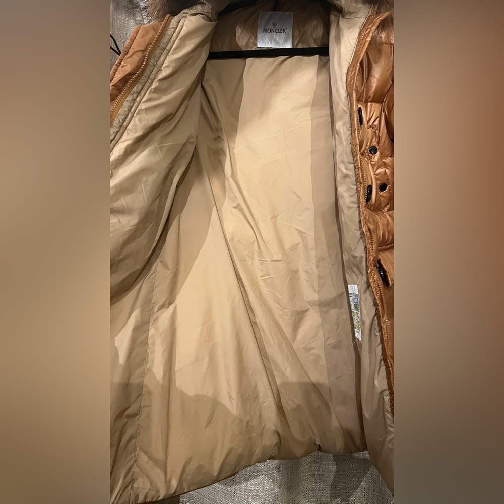Moncler Copper/Brown Puffer Coat with Fur lined Hood - Picture 7 of 8